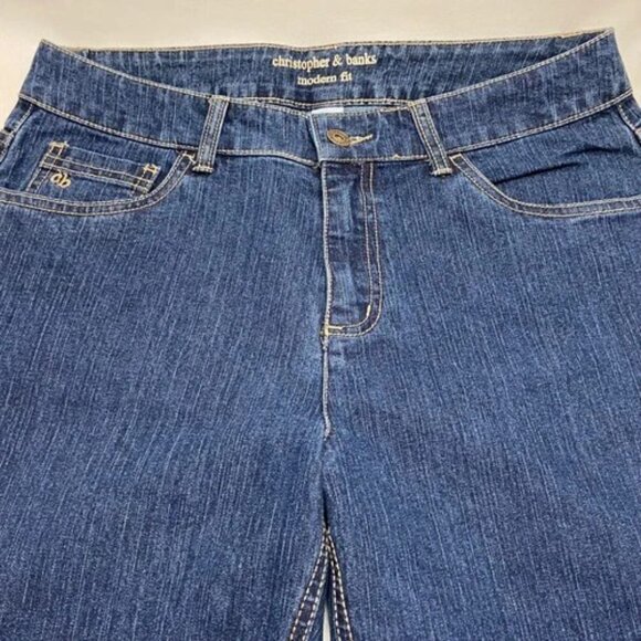 Christopher & Banks Jeans Women's 8 Long Blue Modern Fit Dark Wash Denim EUC - Picture 13 of 13